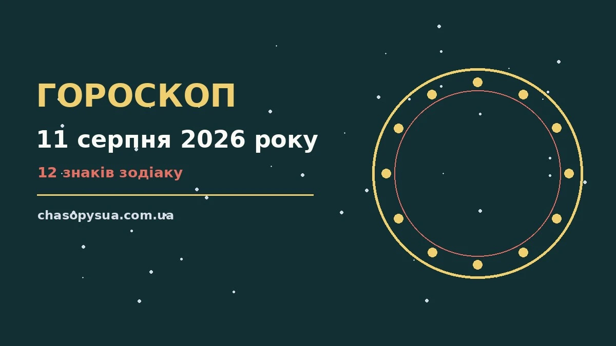 Зодіакальні знаки на тлі зоряного неба, гороскоп на 11 серпня 2026 року