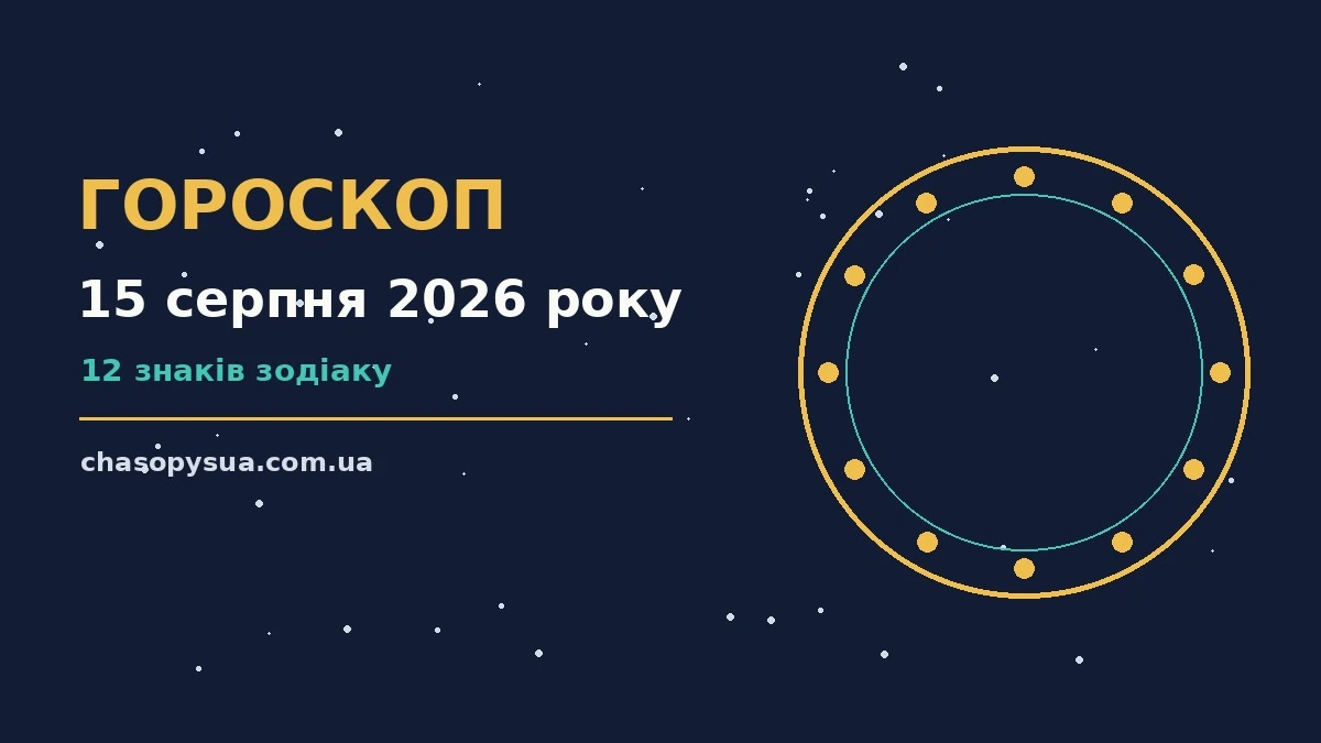Астрологічний гороскоп на 15 серпня 2026 року, знаки зодіаку на тлі літнього неба