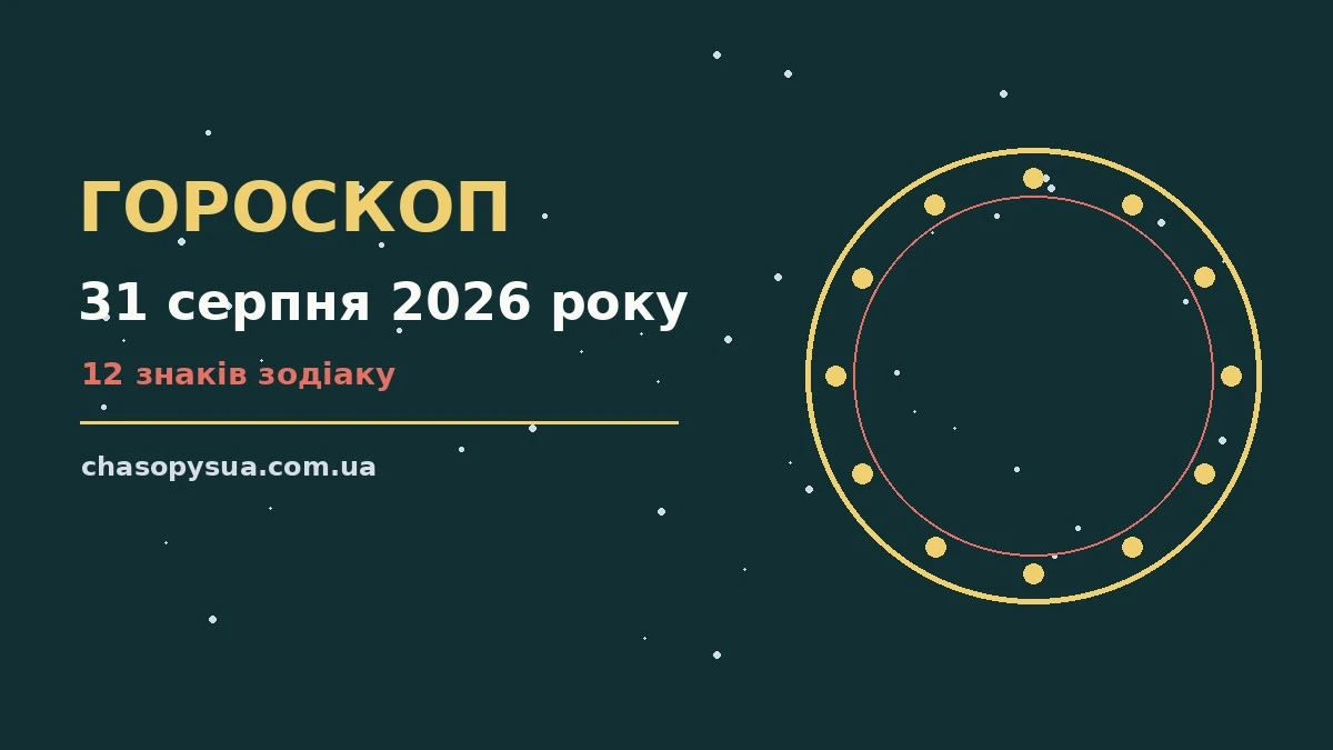 Гороскоп на 31 серпня 2026 року: корисний прогноз на день для планів і важливих справ